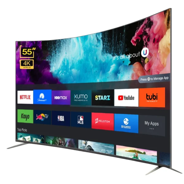 Televisor LED Curvo de 55 Pulgadas, Pantalla Ultra HD 4K, Televisión Inteligente de 55 Pulgadas